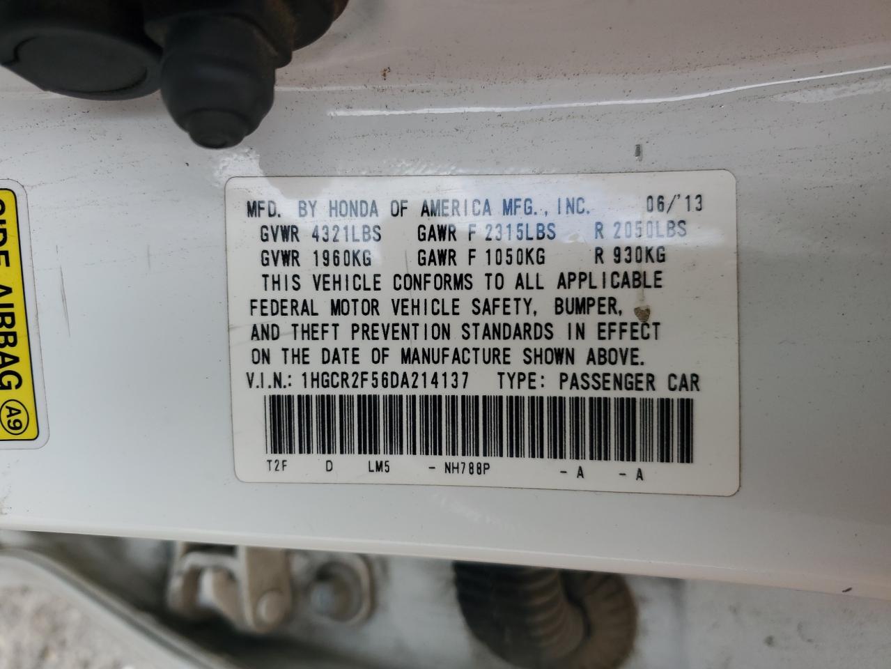 2013 Honda Accord Sport VIN: 1HGCR2F56DA214137 Lot: 54273395