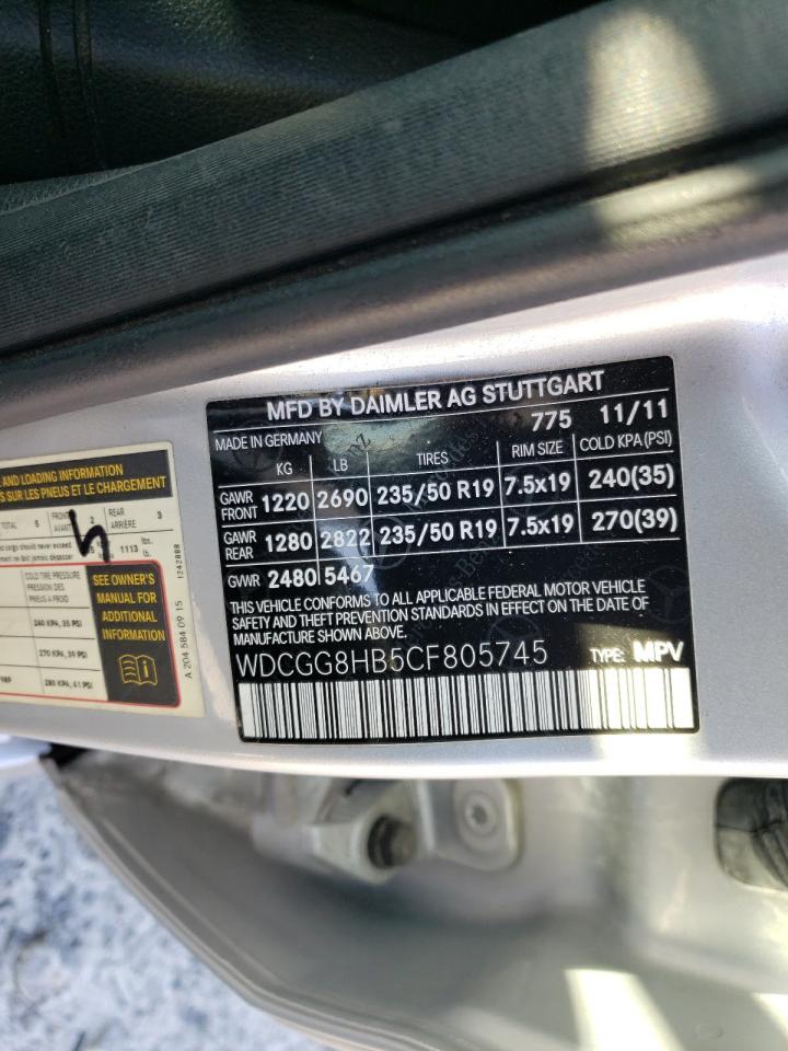 2012 Mercedes-Benz Glk 350 4Matic VIN: WDCGG8HB5CF805745 Lot: 52403555