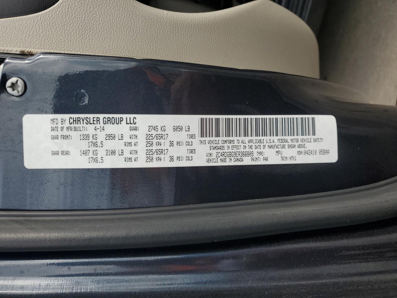 2014 Dodge Grand Caravan Se VIN: 2C4RDGBG9ER366809 Lot: 50681655