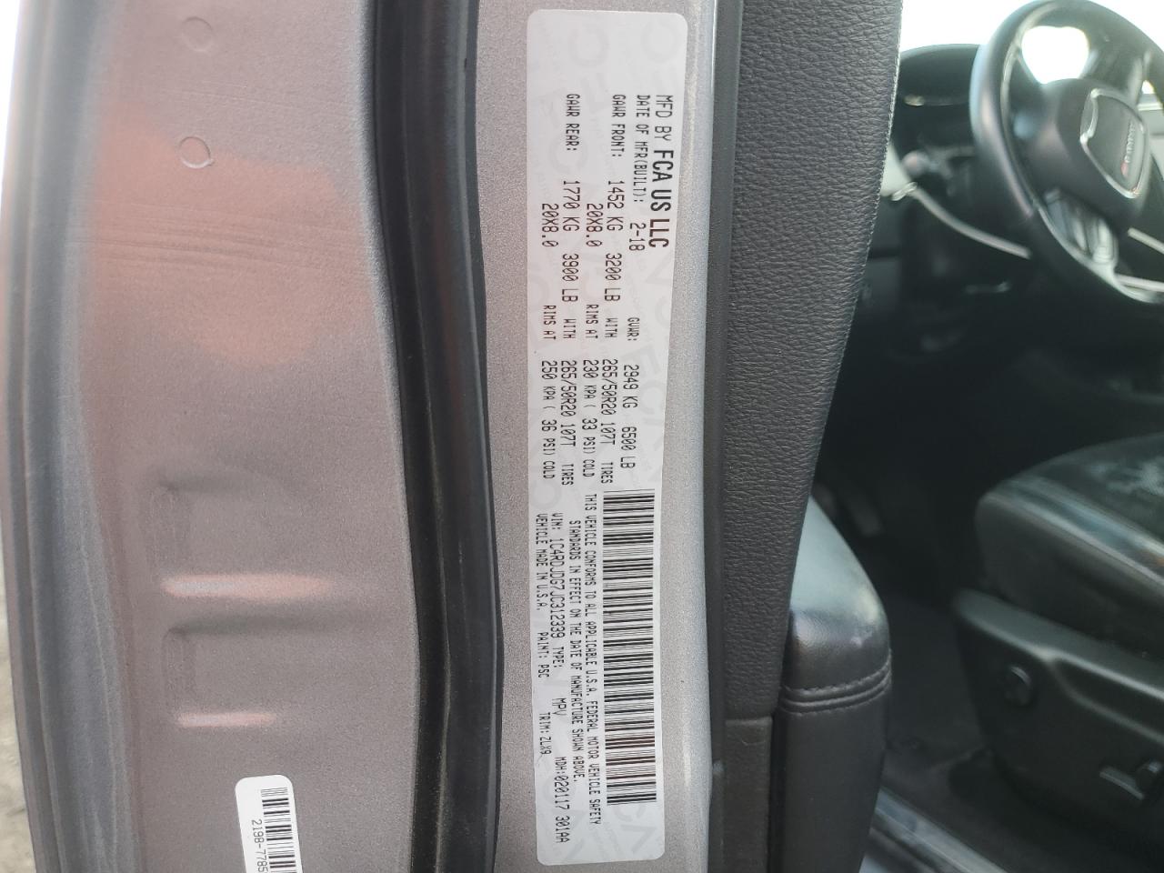 2018 Dodge Durango Gt VIN: 1C4RDJDG7JC312339 Lot: 61727575