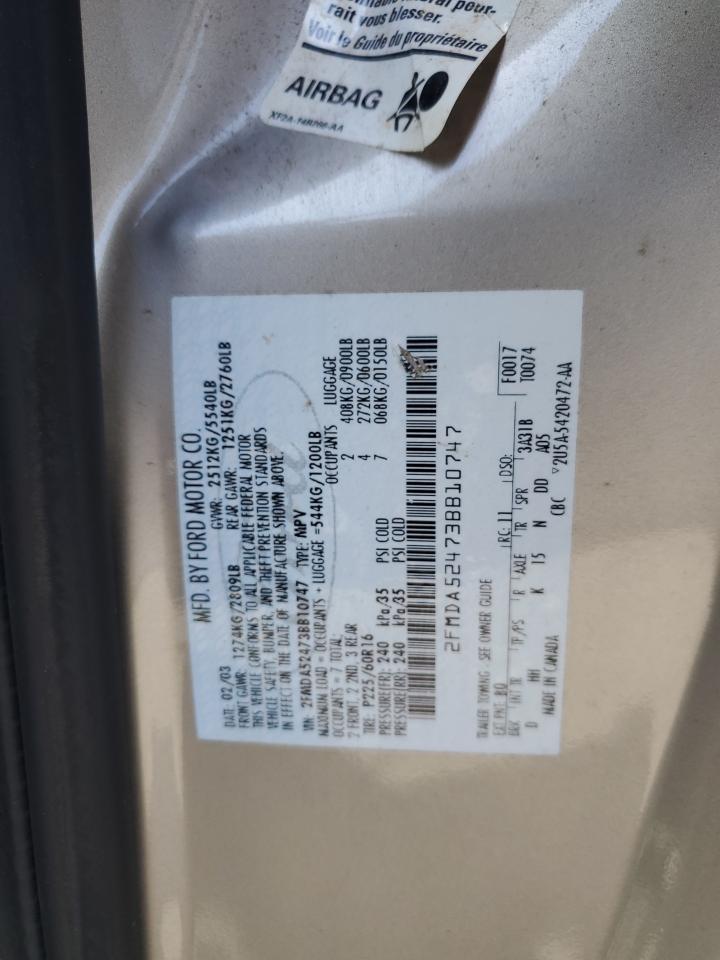 2003 Ford Windstar Se VIN: 2FMDA52473BB10747 Lot: 54301075