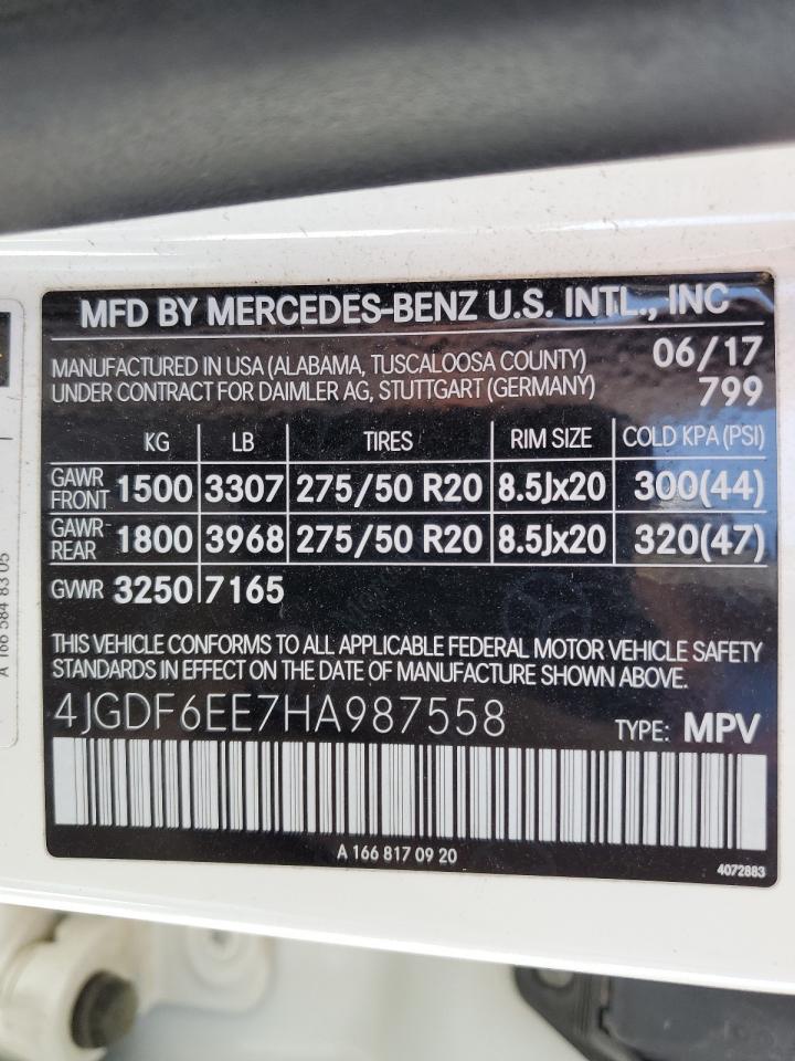 2017 Mercedes-Benz Gls 450 4Matic VIN: 4JGDF6EE7HA987558 Lot: 52907945