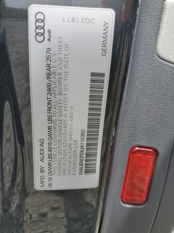 2018 Audi A5 Premium Plus S-Line VIN: WAUENCF5XJA110350 Lot: 54106105
