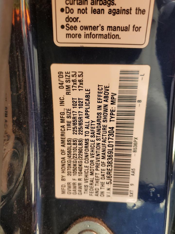 2009 Honda Cr-V Lx VIN: 5J6RE38369L017304 Lot: 57837115