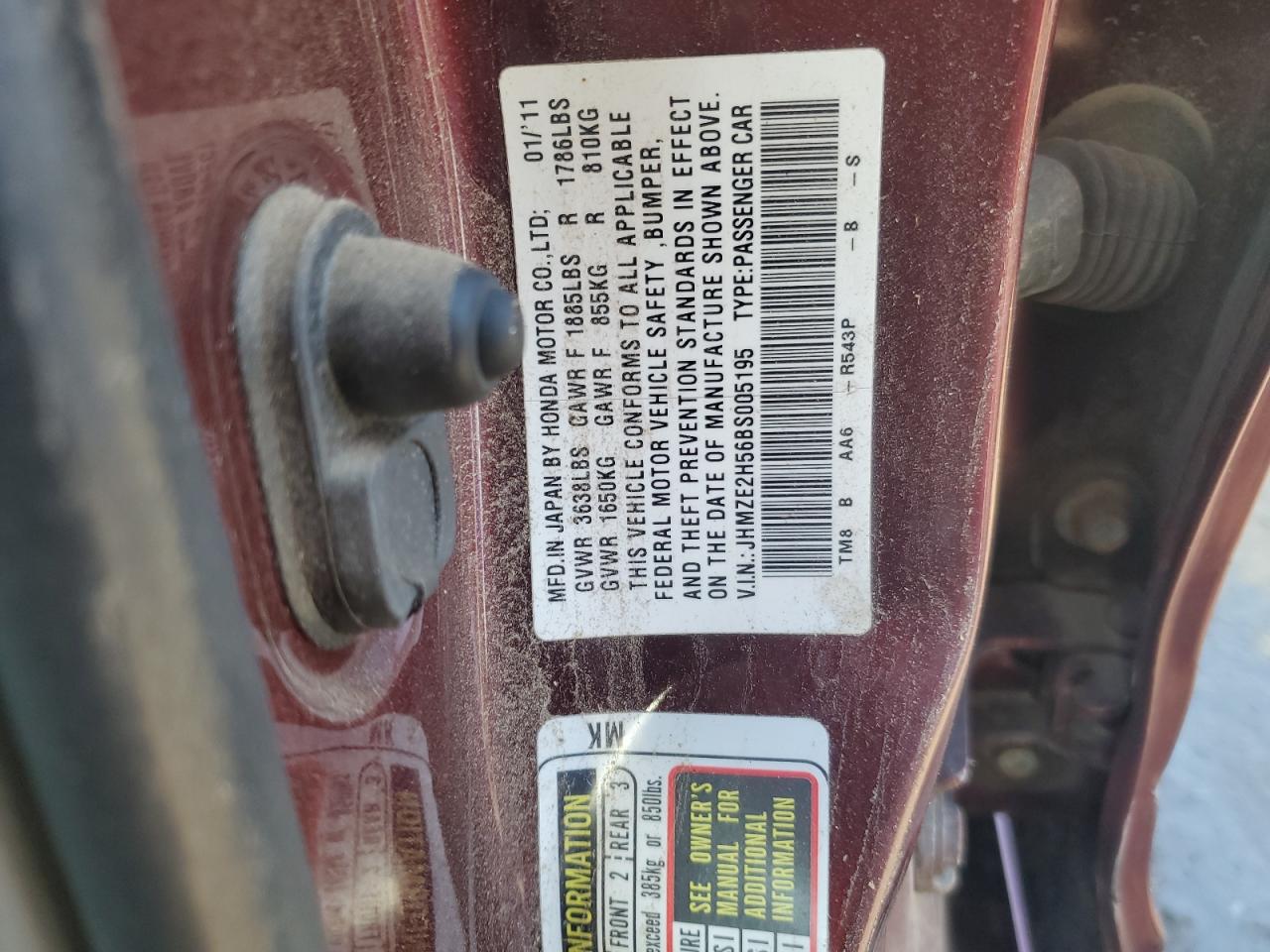 2011 Honda Insight Lx VIN: JHMZE2H56BS005195 Lot: 54315735