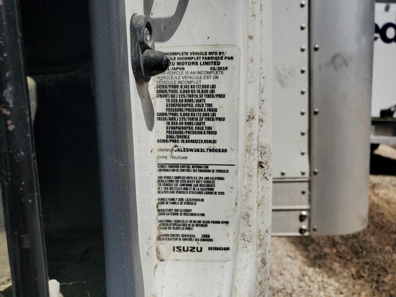 2020 Isuzu Nqr VIN: JALE5W163L7900530 Lot: 54750705