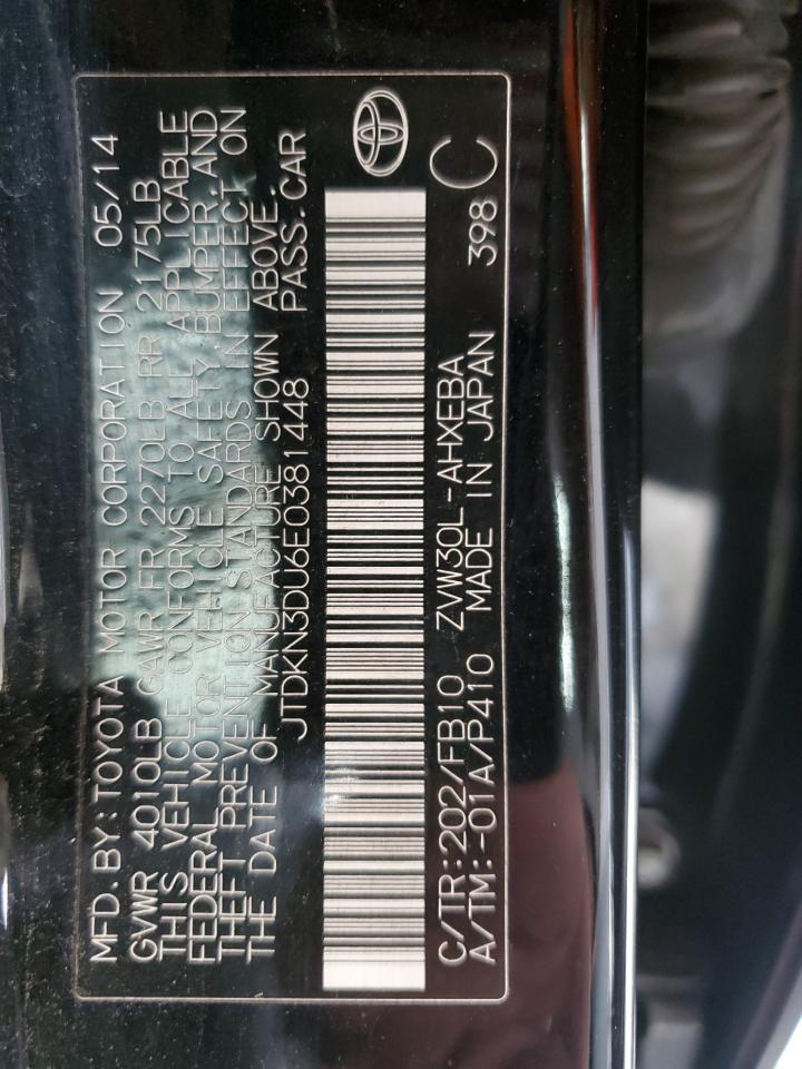 2014 Toyota Prius VIN: JTDKN3DU6E0381448 Lot: 54740365