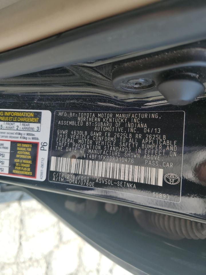 2013 Toyota Camry L VIN: 4T4BF1FK0DR310476 Lot: 55179175