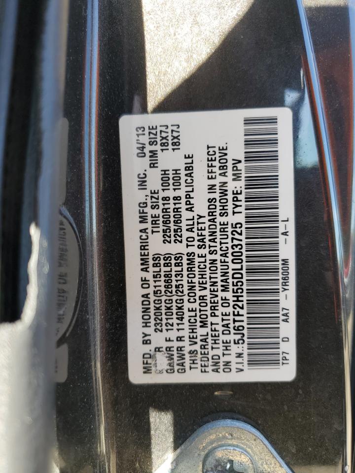 2013 Honda Crosstour Exl VIN: 5J6TF2H55DL003725 Lot: 52144665