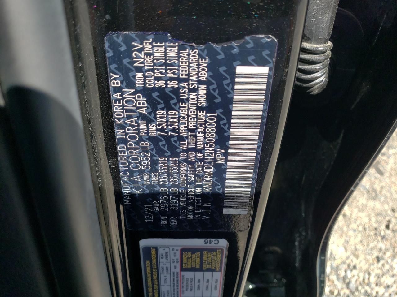 2022 Kia Sorento Sx Prestige VIN: KNDRMDLH2N5088001 Lot: 51992195