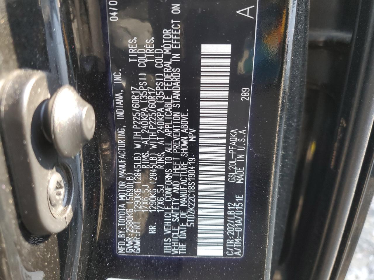 2008 Toyota Sienna Xle VIN: 5TDZK22C18S190419 Lot: 53348995