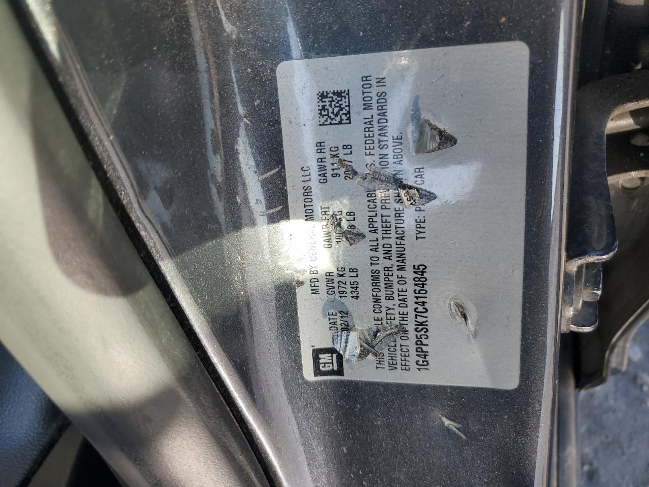 2012 Buick Verano VIN: 1G4PP5SK7C4164845 Lot: 57232885