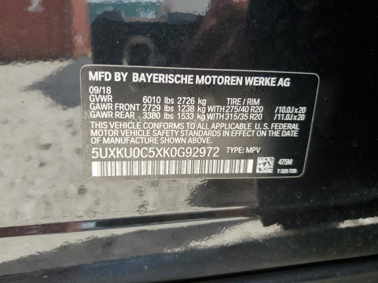 2019 BMW X6 Sdrive35I VIN: 5UXKU0C5XK0G92972 Lot: 53114245