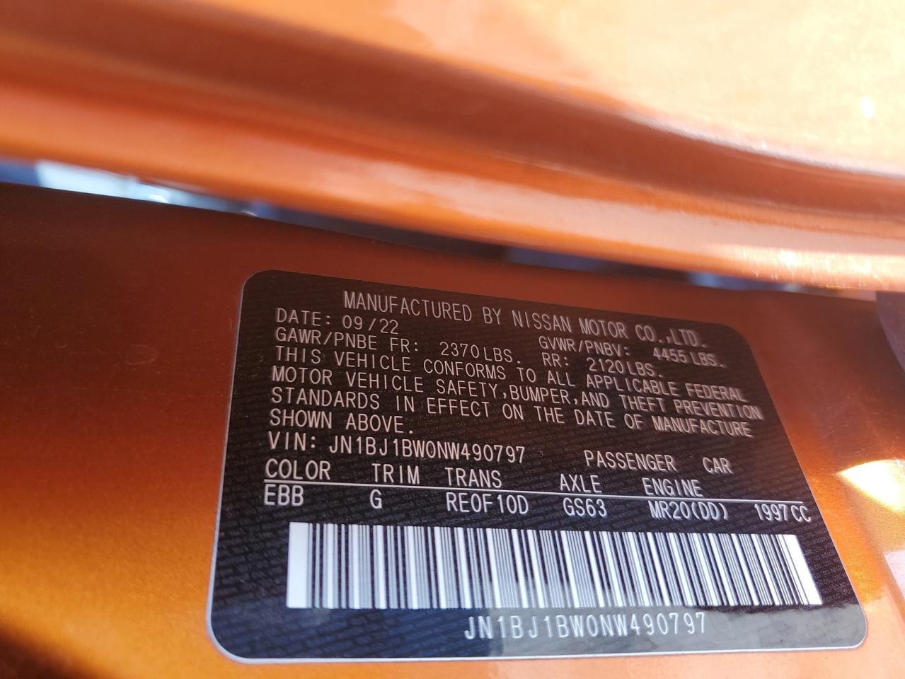 2022 Nissan Rogue Sport Sv VIN: JN1BJ1BW0NW490797 Lot: 52542095