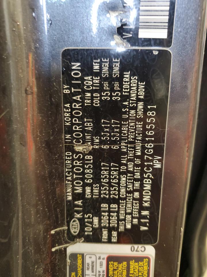 2016 Kia Sedona Lx VIN: KNDMB5C17G6165581 Lot: 53737215