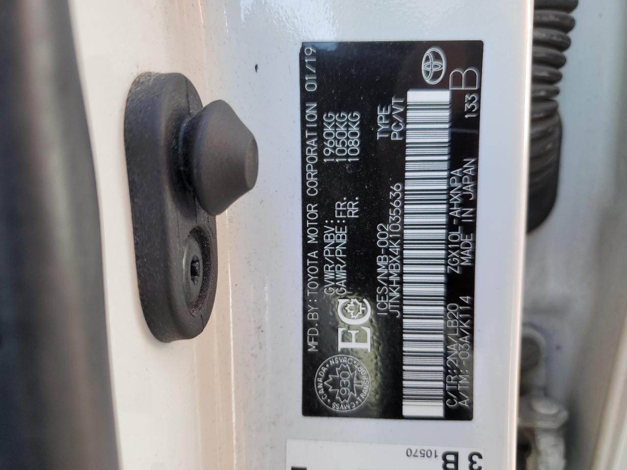 2019 Toyota C-Hr Xle VIN: JTNKHMBX4K1035636 Lot: 50884095