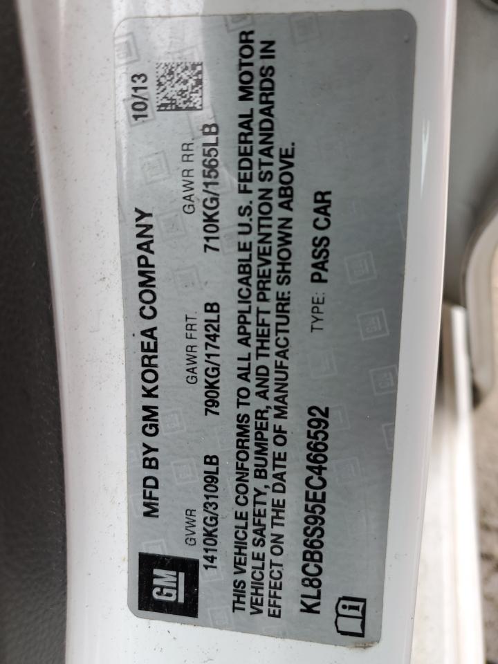 2014 Chevrolet Spark Ls VIN: KL8CB6S95EC466592 Lot: 52399105
