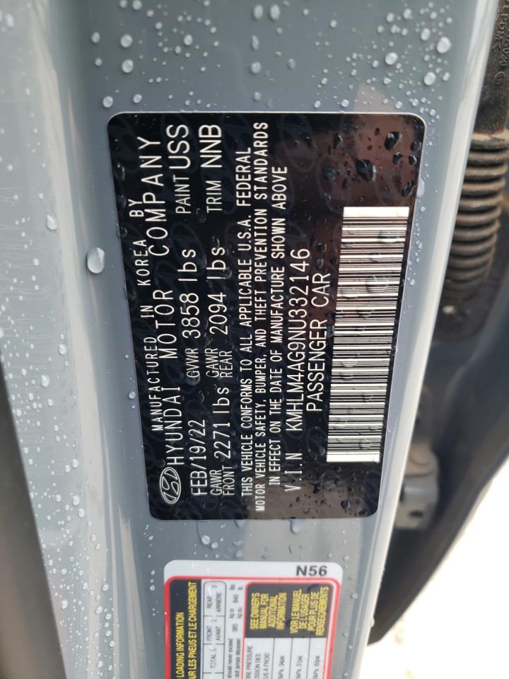 2022 Hyundai Elantra Sel VIN: KMHLM4AG9NU332146 Lot: 55262925