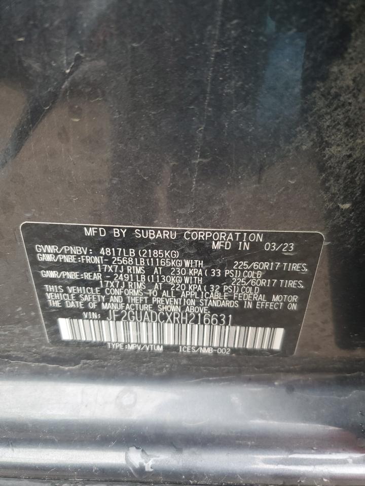 2024 Subaru Crosstrek Premium VIN: JF2GUADCXRH216631 Lot: 51686135