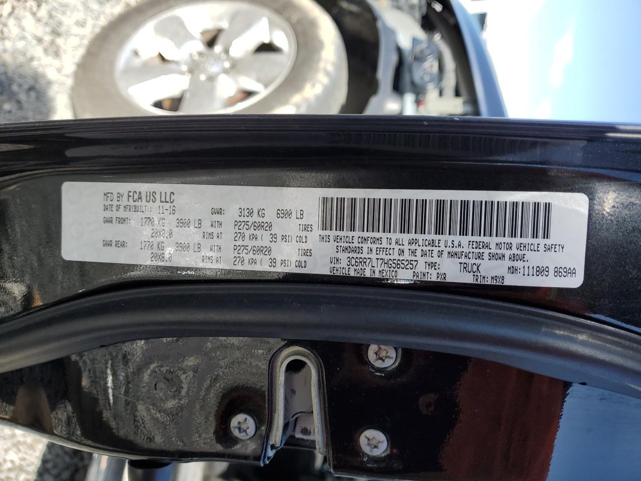 2017 Ram 1500 Slt VIN: 3C6RR7LT7HG565257 Lot: 51277115