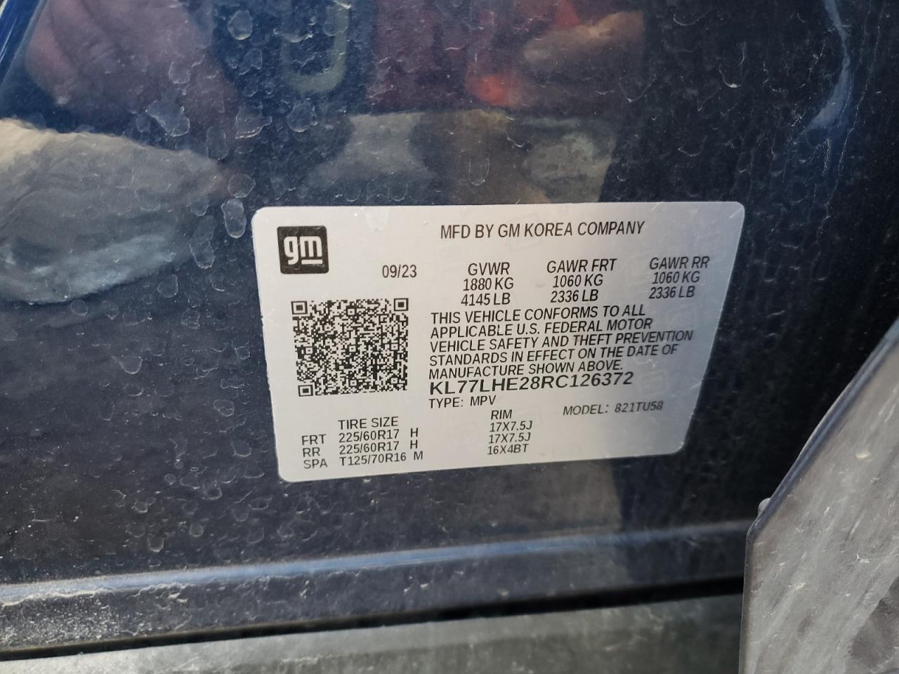 kl77lhe28rc126372 KL77LHE28RC126372 2024 Chevrolet Trax 1Lt