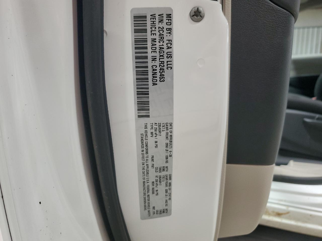 2020 Chrysler Voyager L VIN: 2C4RC1AGXLR245463 Lot: 53082135