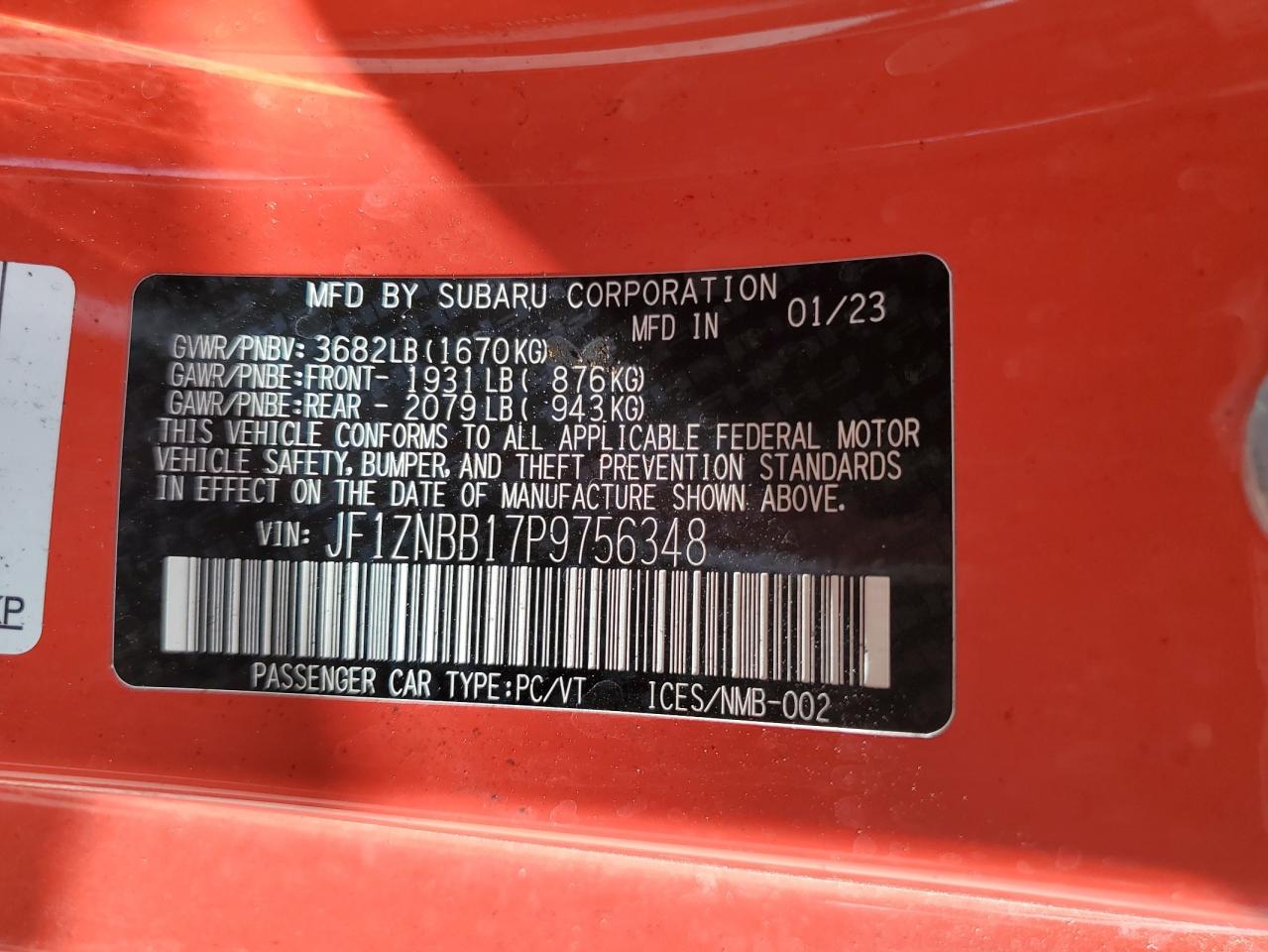 2023 Toyota Gr 86 VIN: JF1ZNBB17P9756348 Lot: 54722945