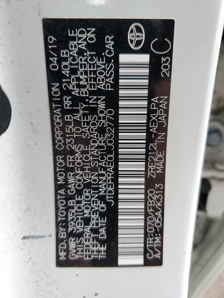 jtdeprae0lj032770 JTDEPRAE0LJ032770 2020 Toyota Corolla Le