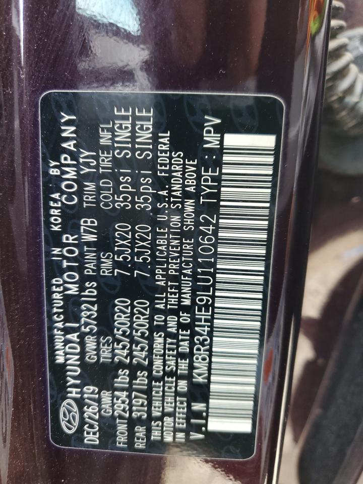 2020 Hyundai Palisade Sel VIN: KM8R34HE9LU110642 Lot: 52636265