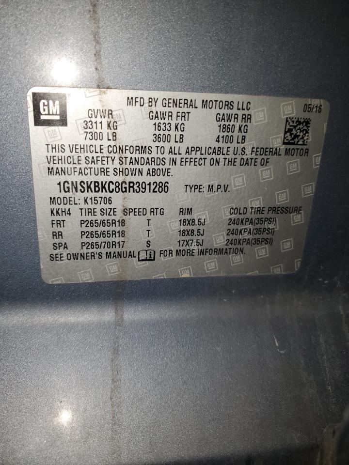 1gnskbkc8gr391286 1GNSKBKC8GR391286 2016 Chevrolet Tahoe K1500 Lt