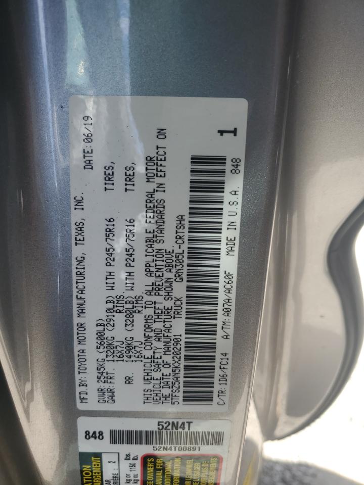 2019 Toyota Tacoma Access Cab VIN: 5TFSZ5AN5KX202901 Lot: 55202055