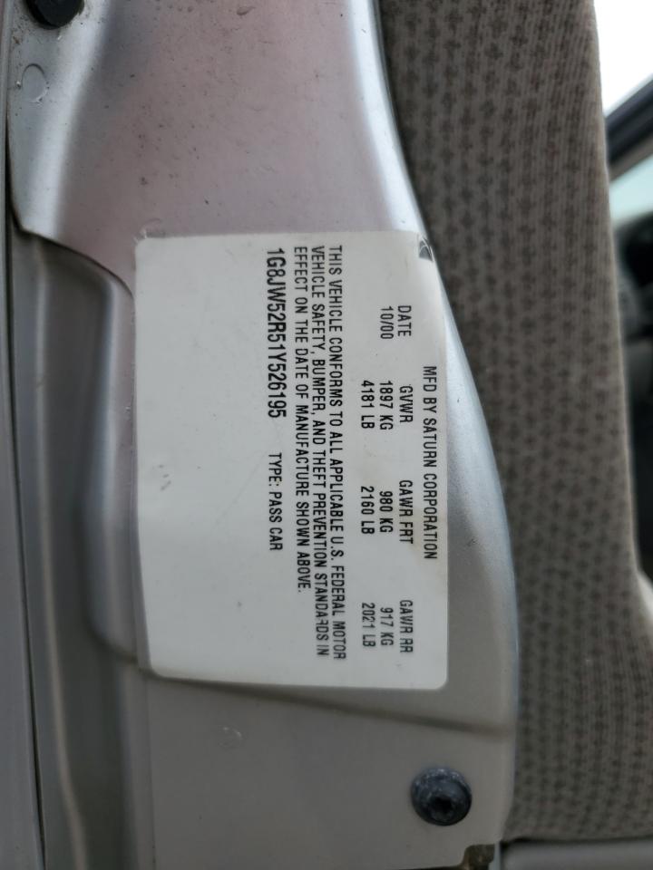 2001 Saturn L300 VIN: 1G8JW52R51Y526195 Lot: 54933865