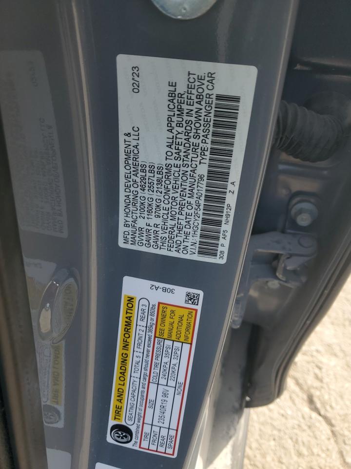2023 Honda Accord Hybrid Sport VIN: 1HGCY2F54PA017796 Lot: 54387765