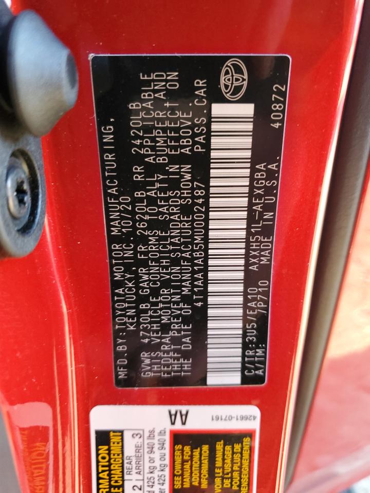2021 Toyota Avalon Xle VIN: 4T1AA1AB5MU002487 Lot: 53171775
