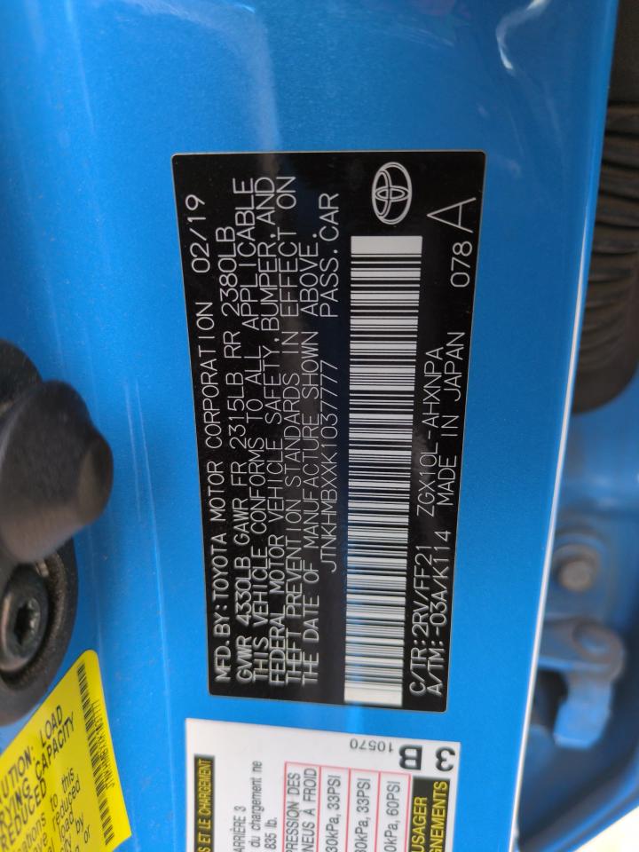 2019 Toyota C-Hr Xle VIN: JTNKHMBXXK1037777 Lot: 51477395