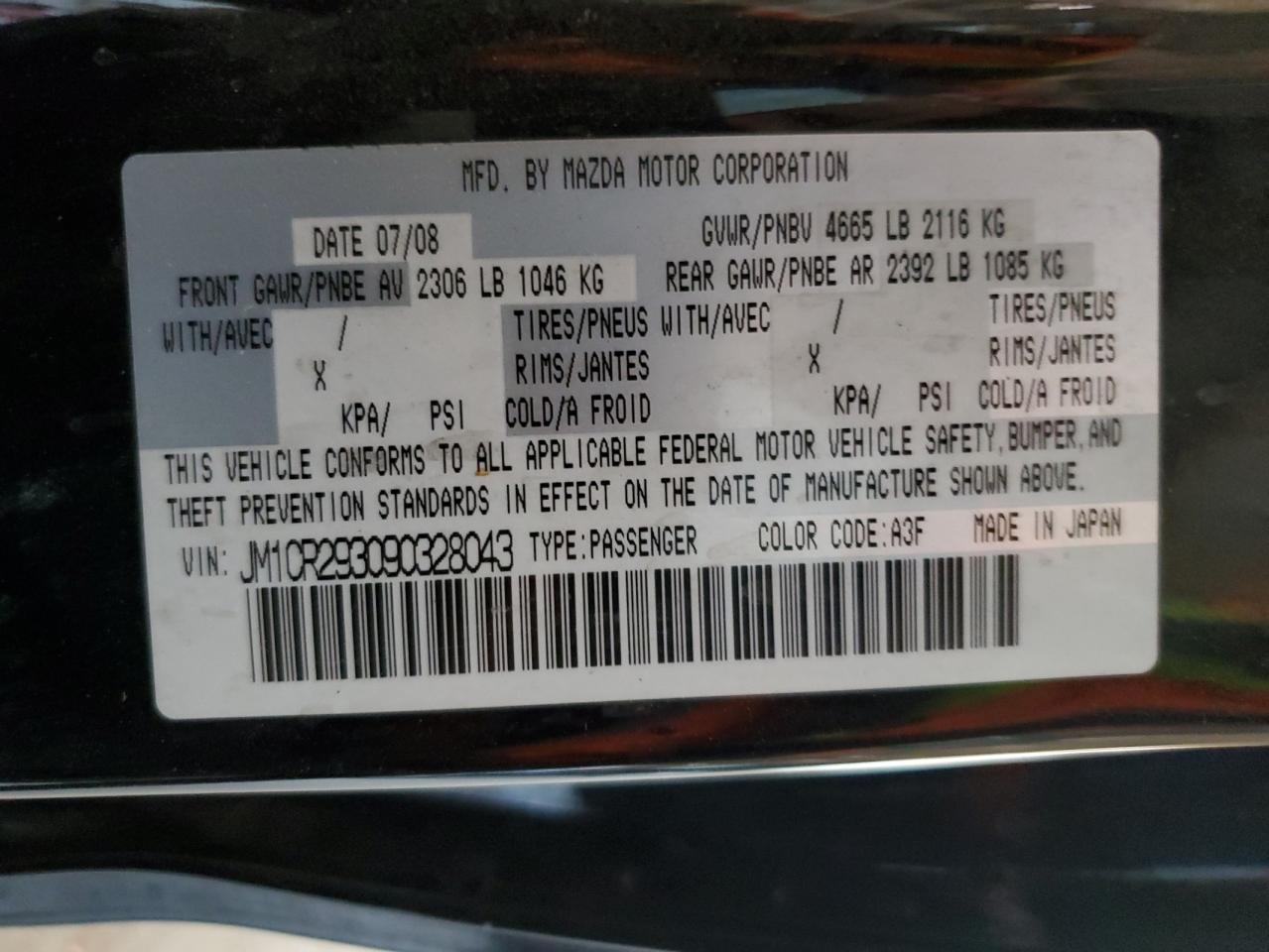 2009 Mazda 5 VIN: JM1CR293090328043 Lot: 53914955