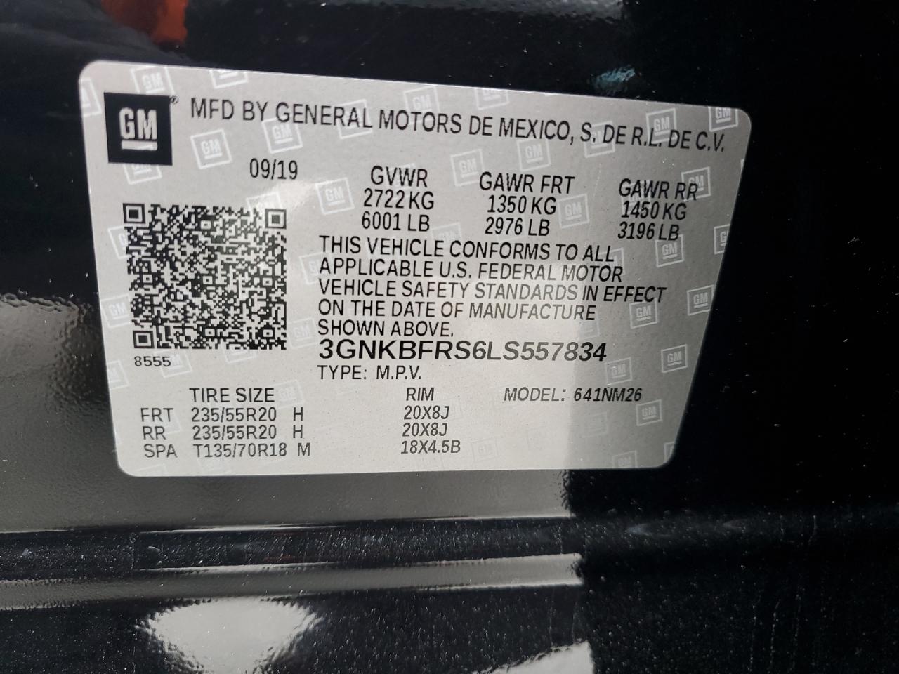 2020 Chevrolet Blazer Premier VIN: 3GNKBFRS6LS557834 Lot: 54508205