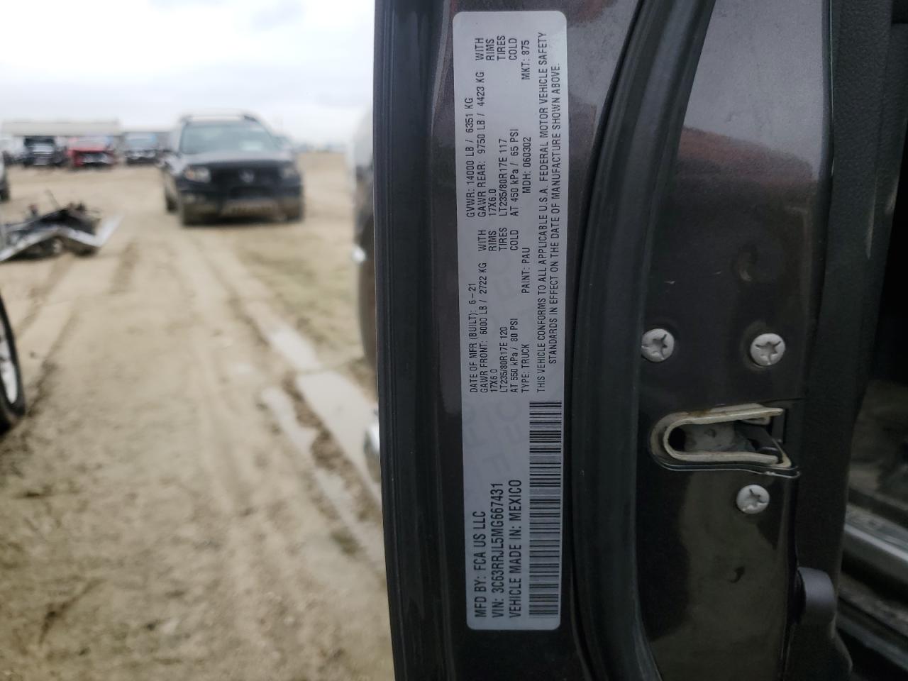 2021 Ram 3500 Laramie VIN: 3C63RRJL5MG667431 Lot: 54739345