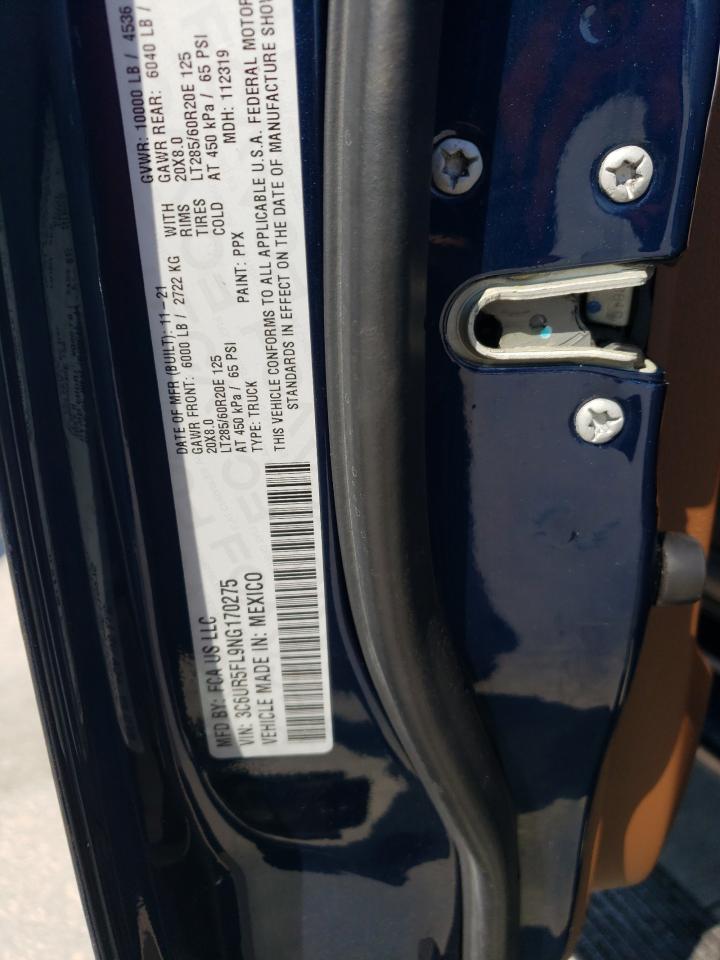 2022 Ram 2500 Laramie VIN: 3C6UR5FL9NG170275 Lot: 53553145