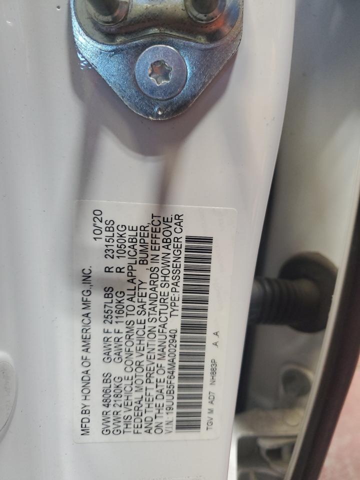 2021 Acura Tlx Advance VIN: 19UUB5F64MA002940 Lot: 53508255