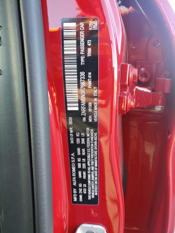 2024 Alfa Romeo Giulia Ti VIN: ZARFANBN3R7687336 Lot: 51792245