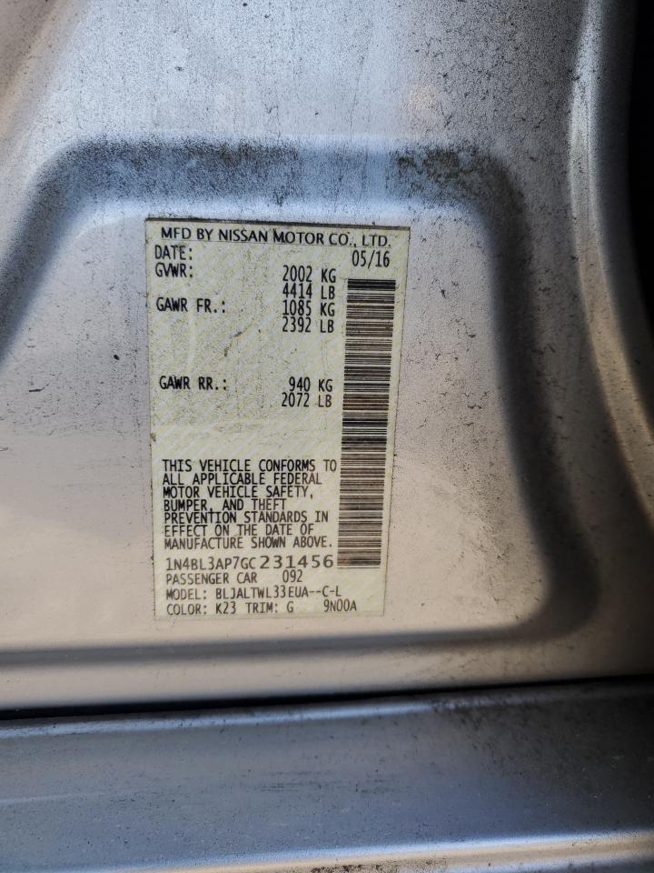 2016 Nissan Altima 3.5Sl VIN: 1N4BL3AP7GC231456 Lot: 52951365