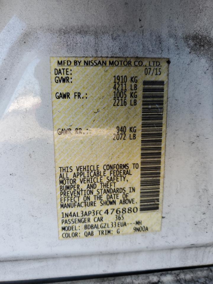 1n4al3ap3fc476880 1N4AL3AP3FC476880 2015 Nissan Altima 2.5