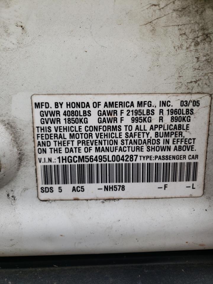 2005 Honda Accord Lx VIN: 1HGCM56495L004287 Lot: 53118465