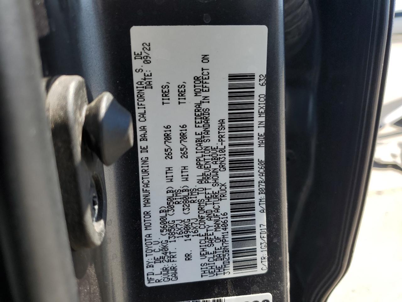 2023 Toyota Tacoma Double Cab VIN: 3TMDZ5BN7PM140616 Lot: 51951945