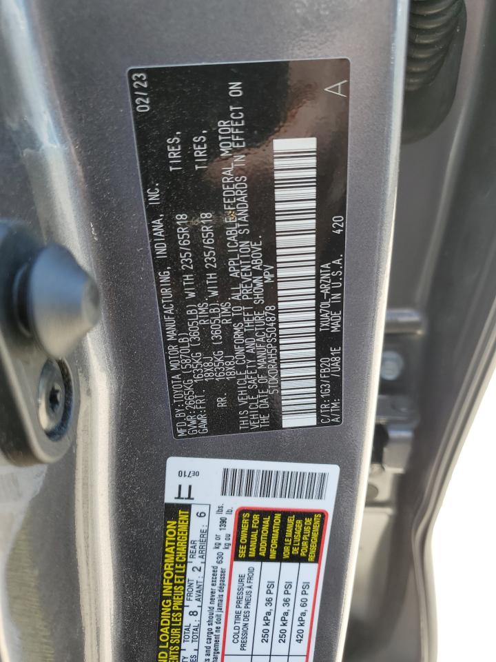 2023 Toyota Highlander L VIN: 5TDKDRAH5PS504878 Lot: 52653045
