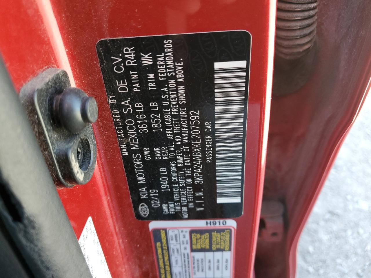 2019 Kia Rio S VIN: 3KPA24ABXKE207592 Lot: 54351625