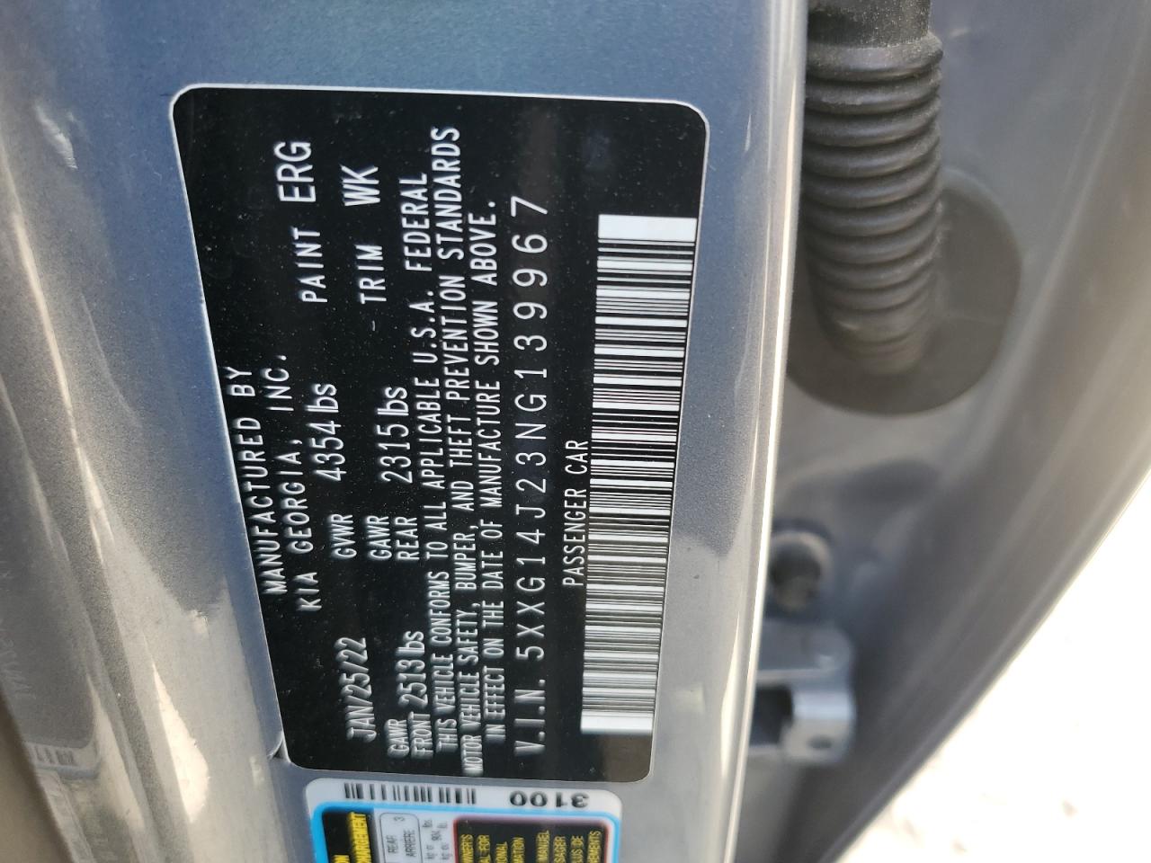2022 Kia K5 Lxs VIN: 5XXG14J23NG139967 Lot: 54339815