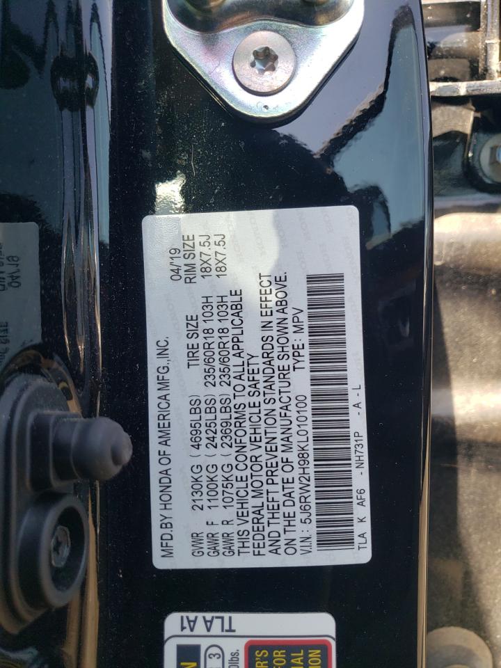 2019 Honda Cr-V Touring VIN: 5J6RW2H98KL010100 Lot: 55143545