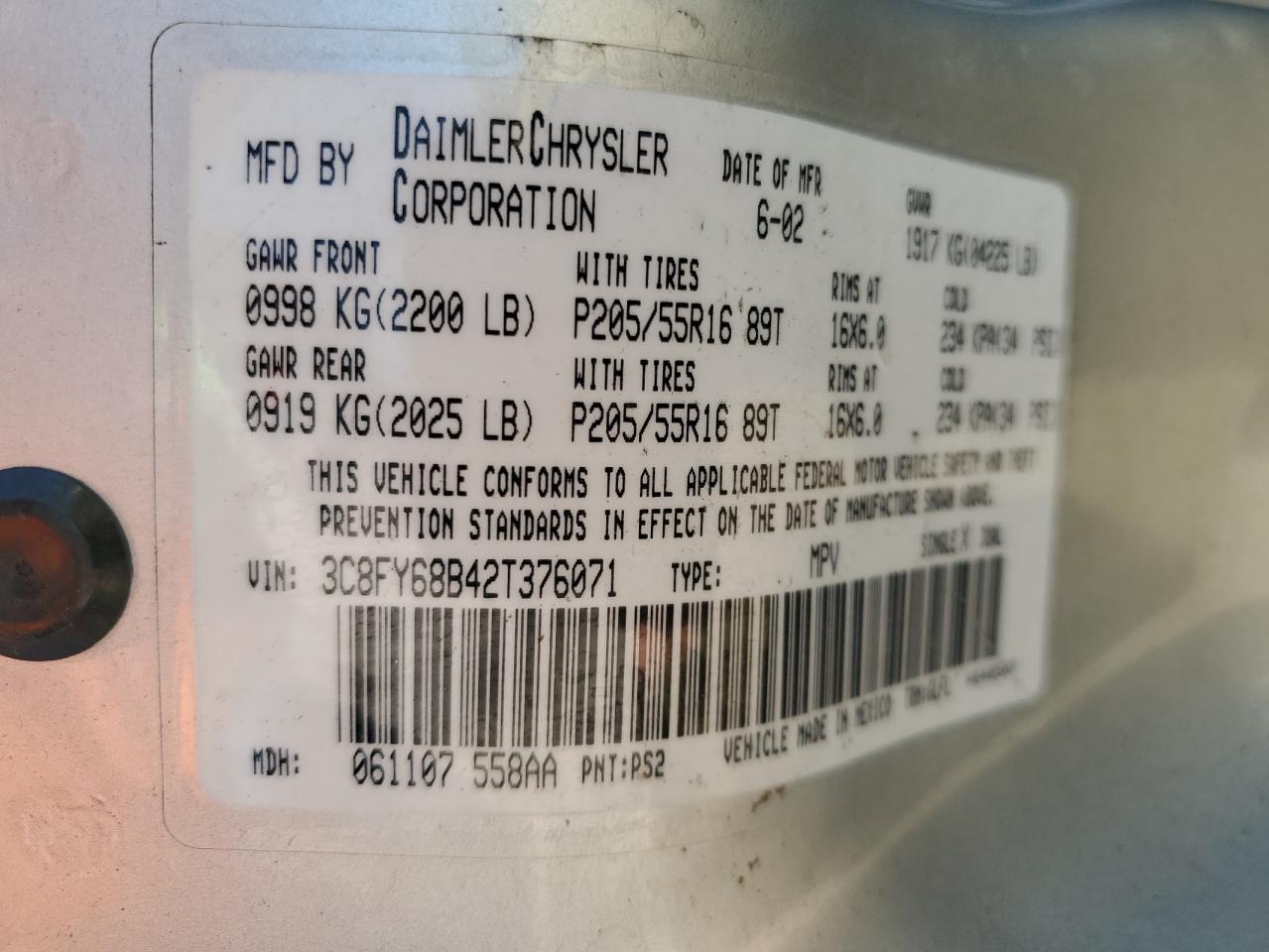 2018 Chrysler Pt Cruiser Limited VIN: 3C8FY68B42T376071 Lot: 52552925